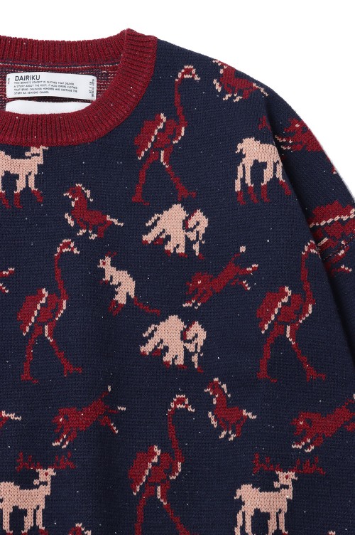 ZOO Oversized Pullover Knit -Navy&Bordeaux- (24AWK-8