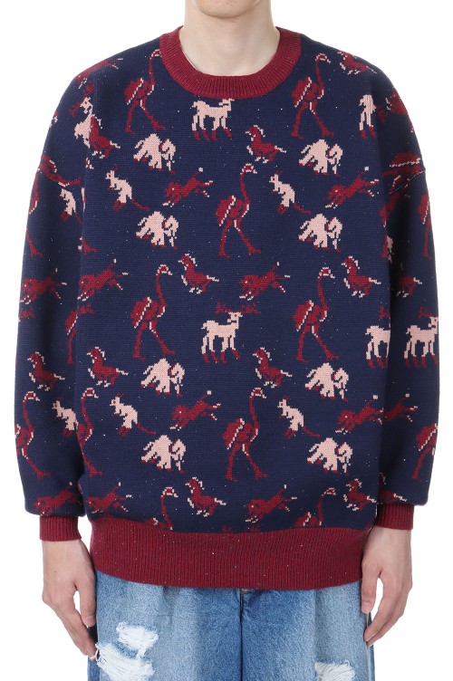 ZOO Oversized Pullover Knit -Navy&Bordeaux- (24AWK-8