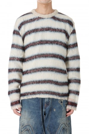 MOHAIR STRIPE PULLOVER -WINE STRIPE- (2411300603)