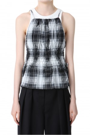 Checked Shirring Bustier -BLACK (21241315702)
