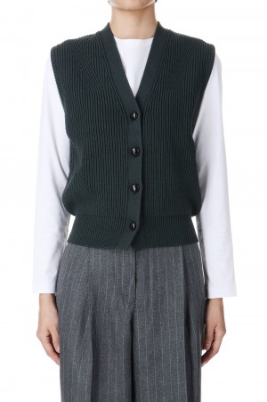 FULL CARDIGAN KNIT VEST -GREEN (24AMSNI02)