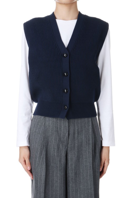 FULL CARDIGAN KNIT VEST -NAVY(24AMSNI02) | セレクトショップ