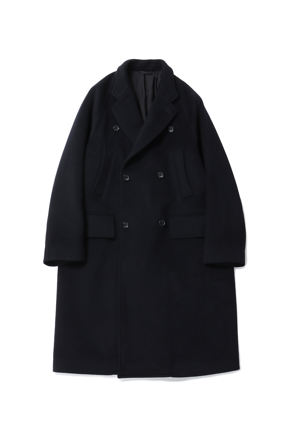 Wool Beaver Double-Breasted Coat -#01BlackNavy