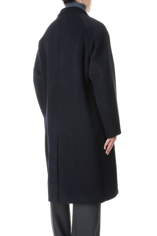 Wool Beaver Double-Breasted Coat -#01BlackNavy