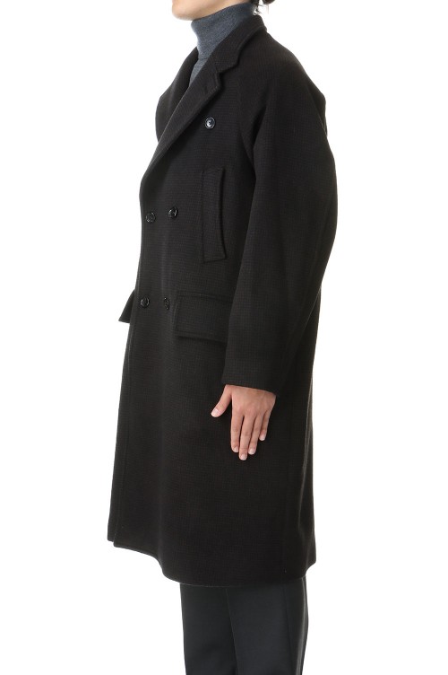 Wool Beaver Double-Breasted Coat -#02Houndstooth
