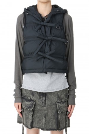 ジャケット・アウター String Multiple Down Vest / Black セール】String Multiple Down Vest（ダウンベスト）｜PERVERZE