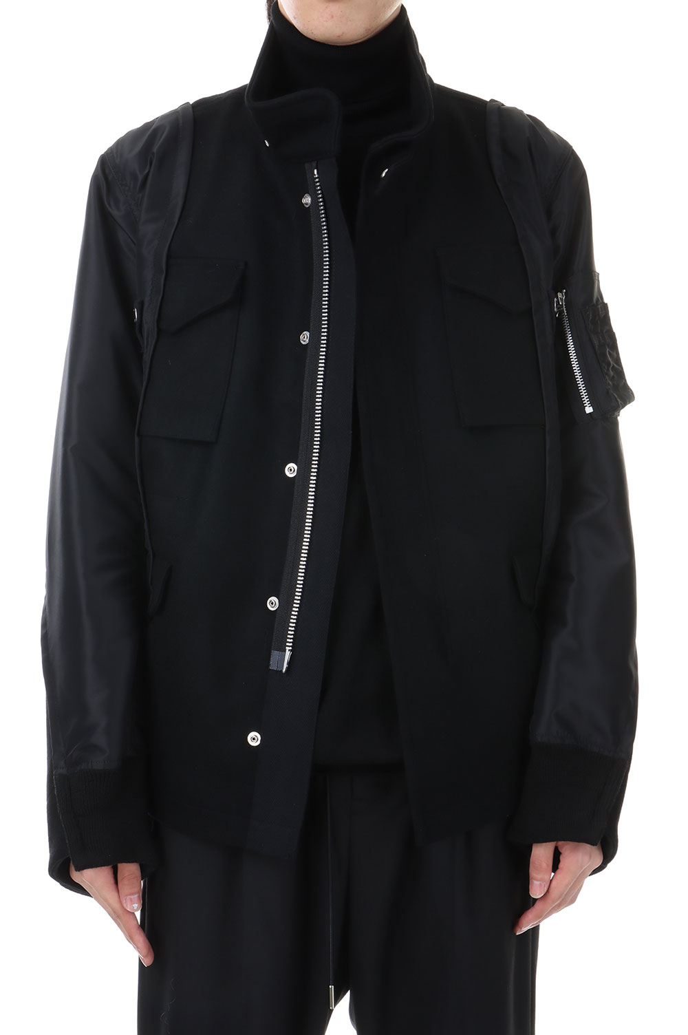 ジャケット・アウター Sacai 24aw Wool Melton Jacket size1 Wool Melton x Padded Jacket – La Garçonne
