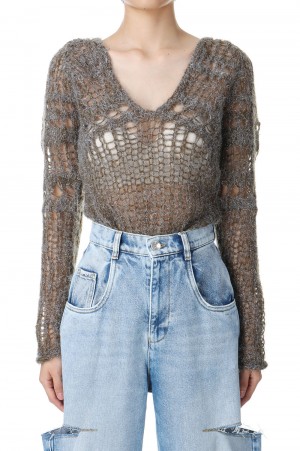 Hand Knit Bodysuit-KHAKI(CO-24258)