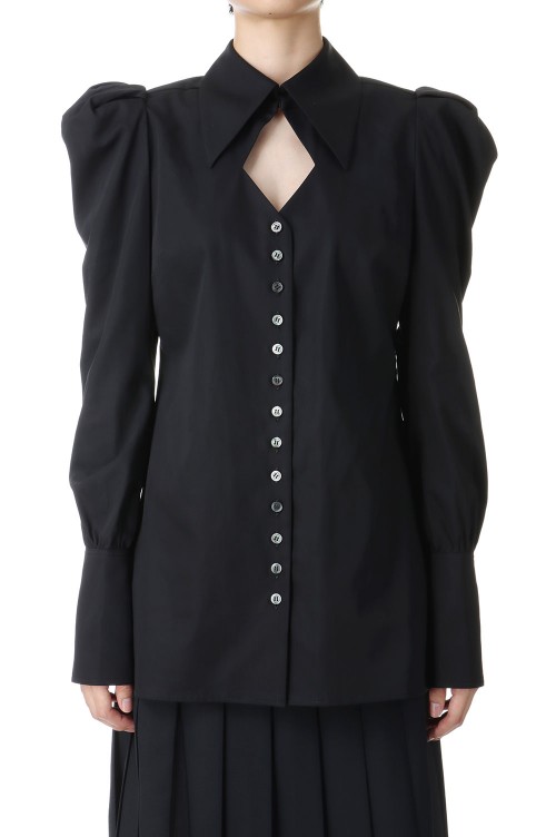 トップス FETICO PUFF-SLEEVED COTTON SATIN SHIRT FETICO】PUFF-SLEEVED COTTON SATIN SHIRT - black - | loop