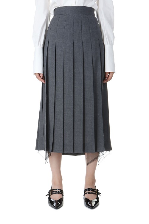 WOOL & TULLE COMBINED PLEATED SKIRT-GRAY(FTC244-0505) | セレクト 