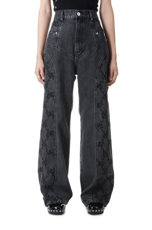 FETICO FLOWER EMBROIDERED WIDE JEANS