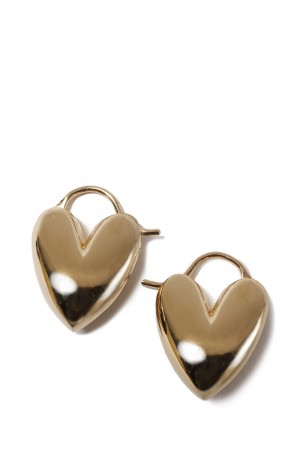 TINY PUFFY HEART HOOPS-GOLD(A-41)