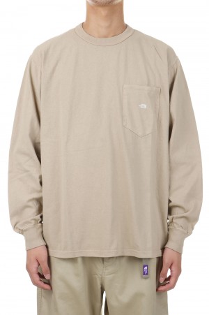 7oz Long Sleeve Pocket Tee - BEIGE / OFF WHITE (NT3365N)