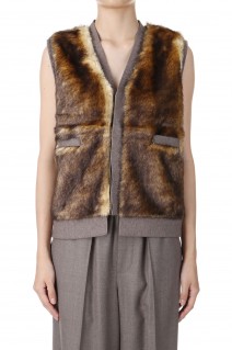 Faux Fur Vest-BROWN(24AW-8-N)