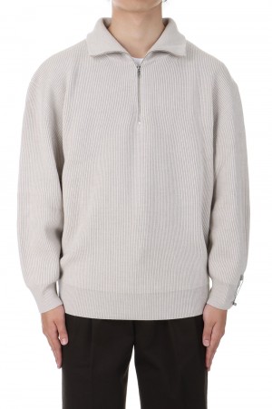 VOLUME HALF ZIP-UP KNIT - GRAY (AOEFKN006GY)