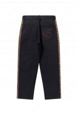 LEOPARD BORDERED WORK PANTS-BLACK(BEPFW24PA05)