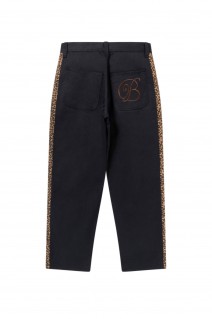 LEOPARD BORDERED WORK PANTS-BLACK(BEPFW24PA05)