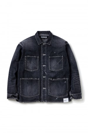 WASHED COVERALL JACKET / BLACK (242SPNH-JKM02) | セレクトショップ