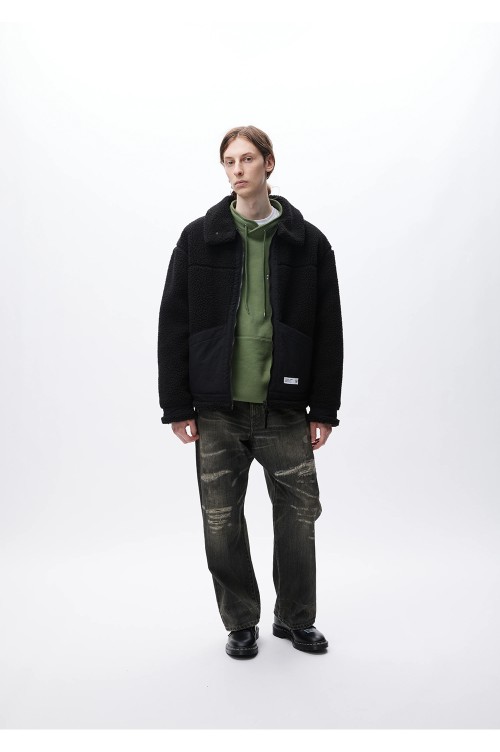 ADRER B-3 melton / boa flight jacket 黒S