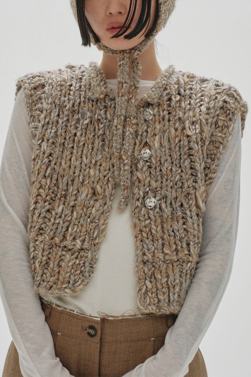 PERVERZE Face Hand Knit Cardigan / Gray CATEGORY PERVERZE | Tavy STORE PERVERZE Face Hand Knit Cardigan / Gray CATEGORY PERVERZE | Tavy STORE