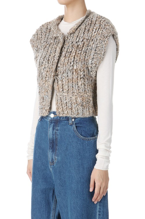 Mix Handknit Vest -GRAY BEIGE(12420530) | セレクトショップ  