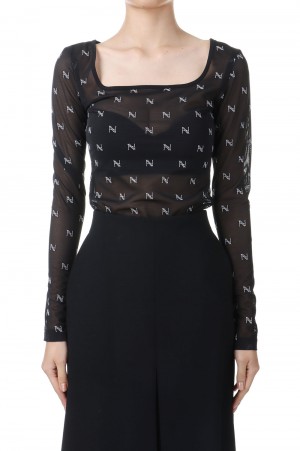 ヘンネ HAENGNAE KISHIMEN LOGO SHEER TOP 黒 HAENGNAE tシャツ 「HAENGNAE/ヘンネ」KISHIMEN LOGO TOP