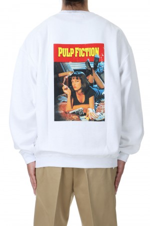 PULP FICTION / CREW NECK SWEAT SHIRT ( TYPE-5 ) / WHITE (PF-WM-SS11)