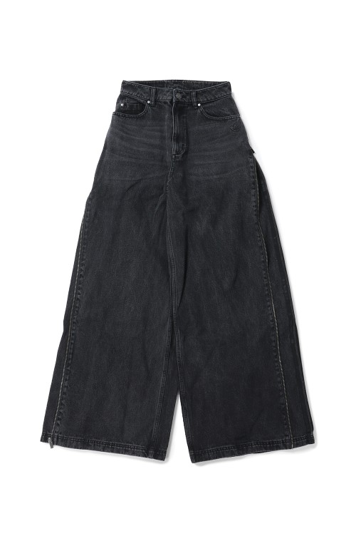 ADILENIUM DENIM ZIP PANTS - BLACK (JX9211) | セレクト