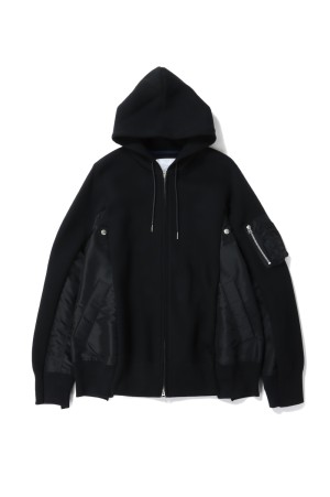 Sponge Sweat x Nylon Twill Hoodie - BLACK x BLACK 002 (SCM