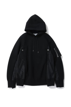 【Sacai】Sponge Sweat x Nylon Twill Hoodie - BLACKxBLACK 002 Sponge Sweat x Nylon Twill Hoodie - BLACK x BLACK 002 (SCM