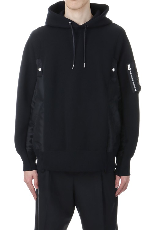Sponge Sweat x Nylon Twill Hoodie - BLACK x BLACK 002 (SCM