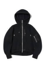 【Sacai】Sponge Sweat x Nylon Twill Hoodie - BLACKxBLACK 002 Sponge Sweat x Nylon Twill Hoodie - BLACK x BLACK 002 (SCM