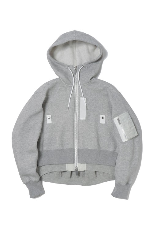 Sponge Sweat x Nylon Twill Hoodie - L/GRAY x L/GRAY 381 (SCW-231 