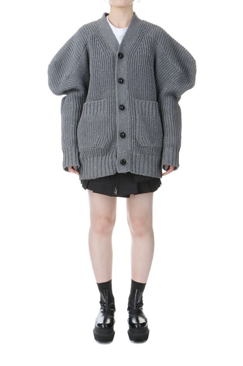 Nep Yarn Knit Cardigan - GRAY 301 (25-07656) | セレクト