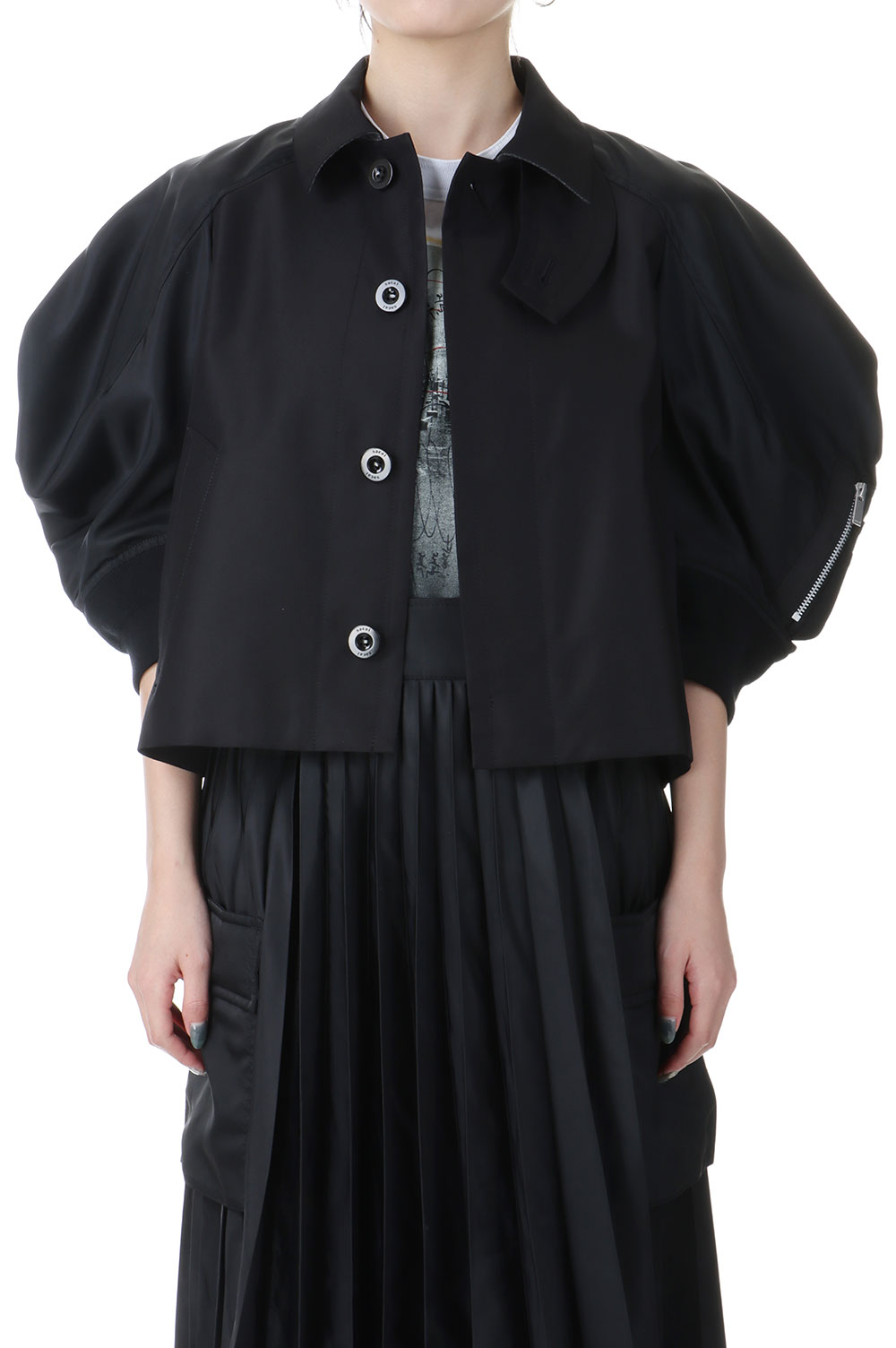 Cotton Gabardine x Nylon Twill Jacket - BLACK 001 (25-07671