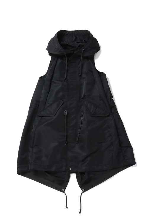 ダウンベスト sacai SS25 NYLON TWILL HOODIE VEST (25 07677 001) Nylon Twill Hoodie Vest | sacai Official Store サカイ