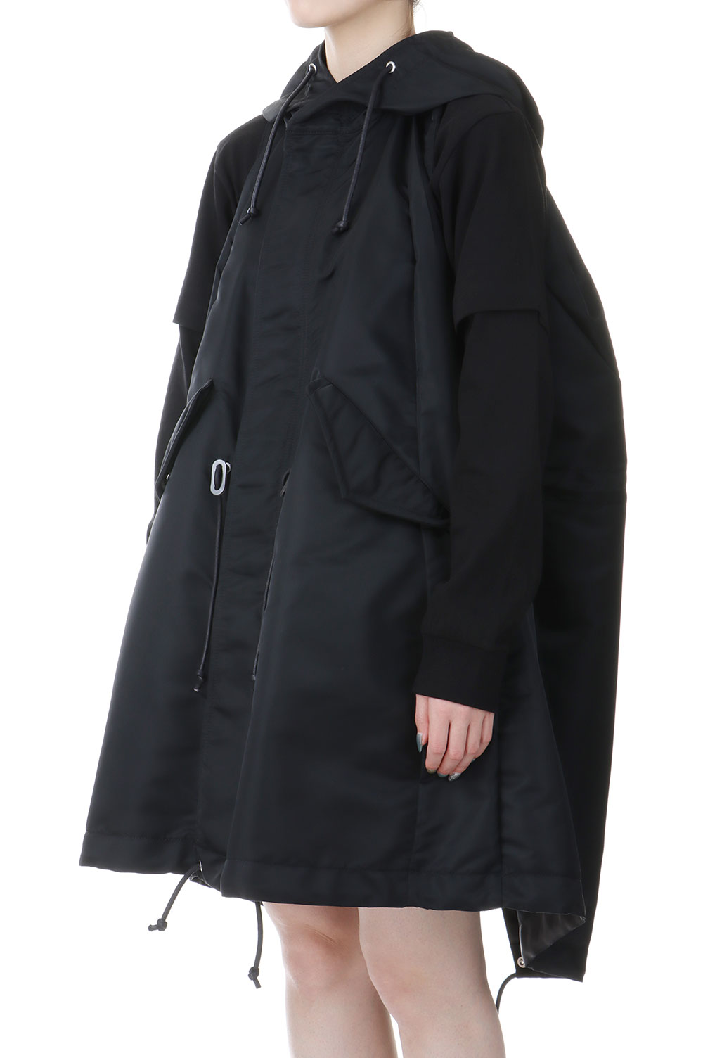 Nylon Twill Hoodie Vest - BLACK 001 (25-07677) | セレクト