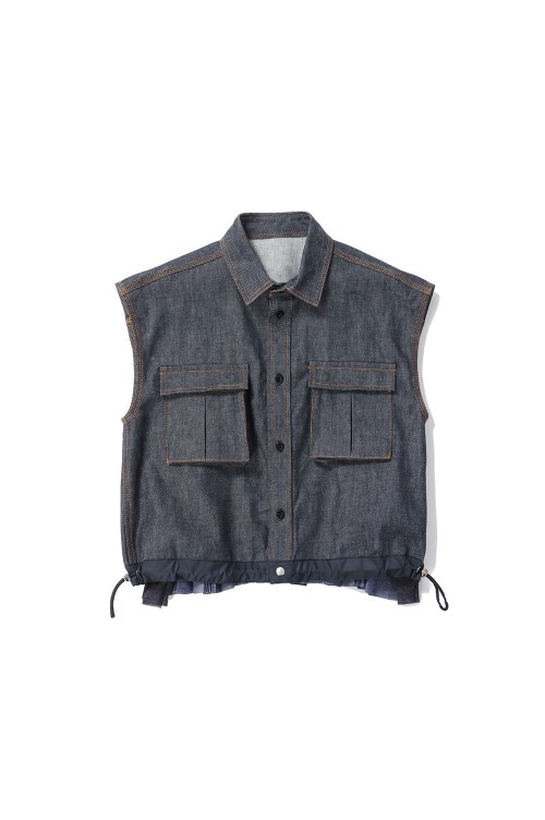 【Sacai】Denim Mix Shirt / M / indigo Sacai Denim Mix Shirt in Indigo – Hampden Clothing