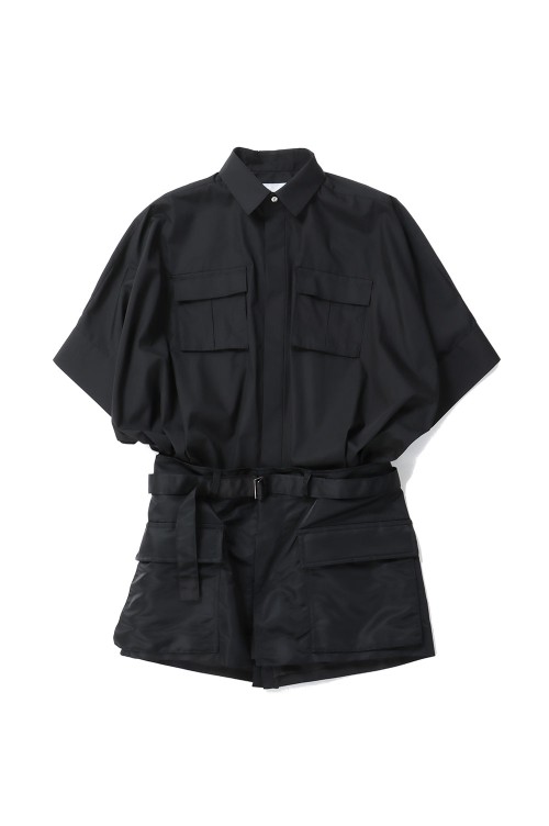 Cotton Poplin x Nylon Twill Dress - BLACK 001 (25-07743