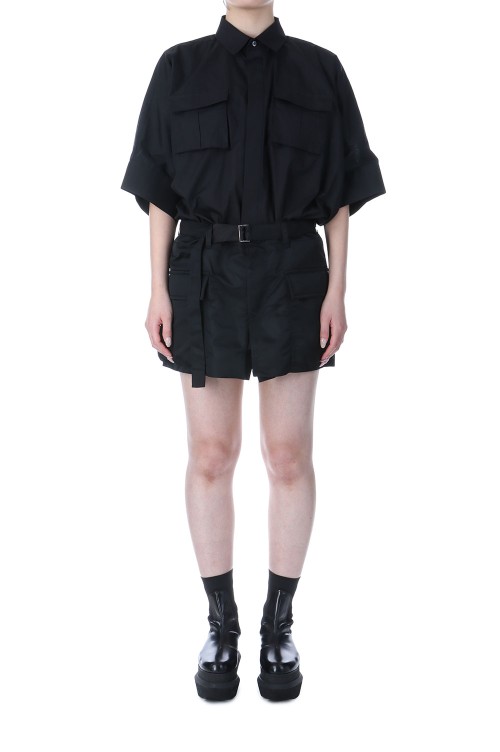 ワンピース sacai Cotton Poplin x Nylon Twill Dress Cotton Poplin x Nylon Twill Dress - L/BLUE STRIPE x TAUPE