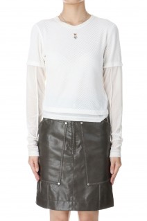 With Heart Necklace Velor Tops - WHITE (21242415206)