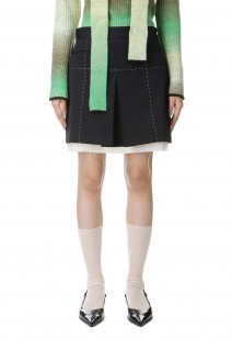 Low Waist Stitch Mini Skirt - BLACK (21242515302)