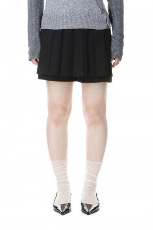 Pleats Culotte Skirt - BLACK (21242515308)