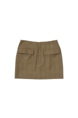 AIRY SMOOTH CASHMERE SKIRT - LIGHT BLUE GINGHAM CHECK