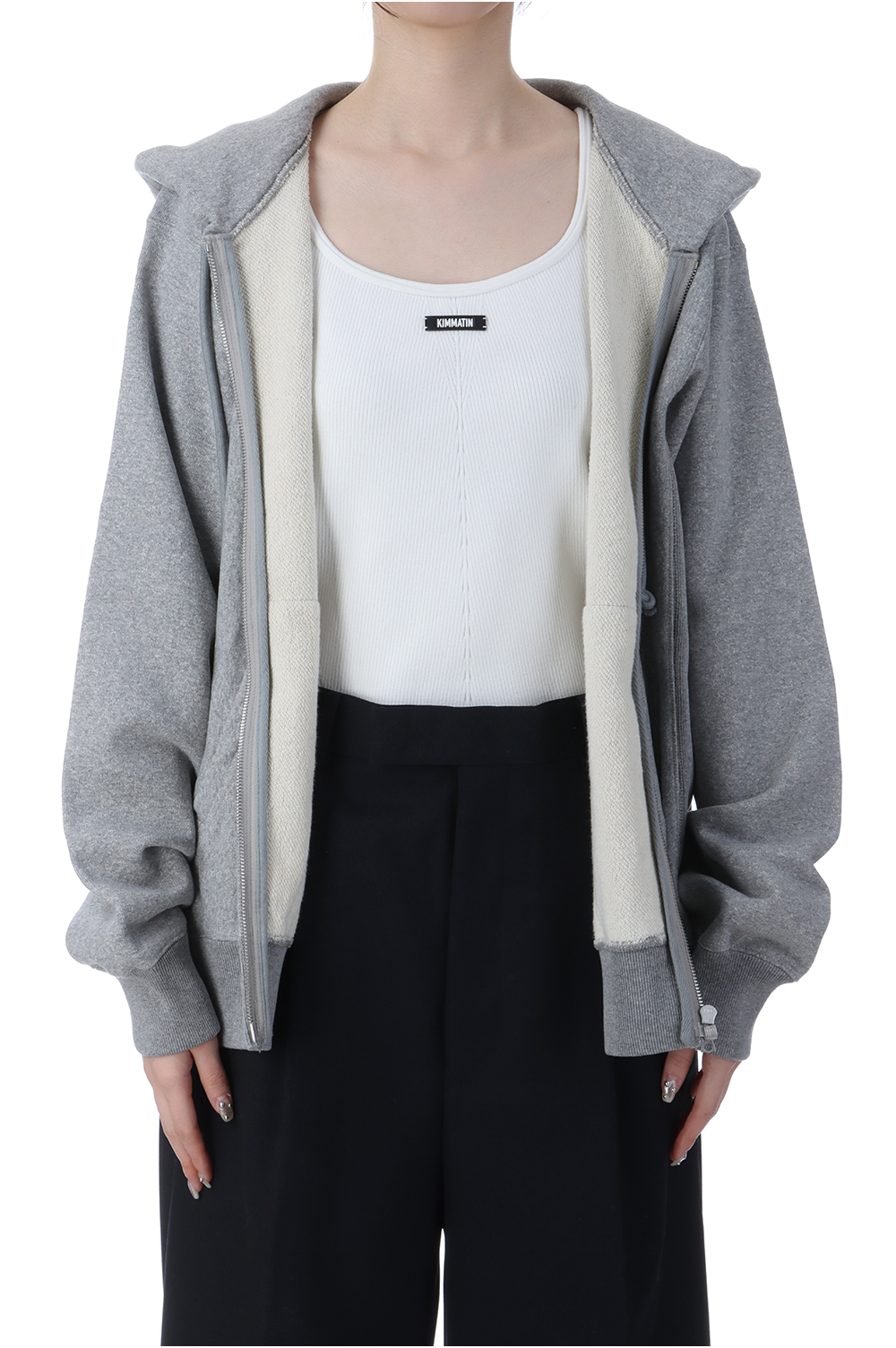 SMOOTH SOFT BD SWEAT ZIP PARKA - TOP GRAY (A25SP04TU