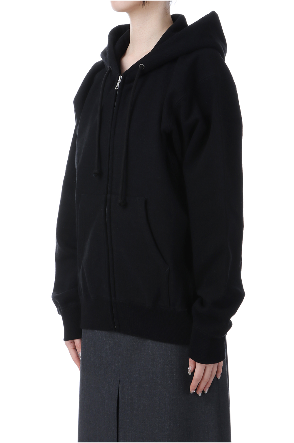 SMOOTH SOFT BD SWEAT ZIP PARKA - BLACK (A25SP04TU SMOOTH SOFT BD SWEAT ZIP PARKA - BLACK (A25SP04TU