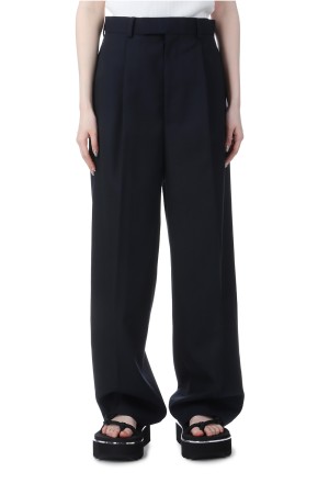 WOOL KID MOHAIR HOP SACK ONE-TUCK SLACKS - DARK NAVY