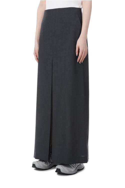 WOOL KID MOHAIR HOP SACK SLIT SKIRT - TOP CHARCOAL