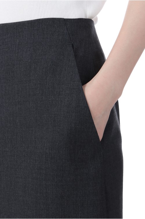 WOOL KID MOHAIR HOP SACK SLIT SKIRT - TOP CHARCOAL