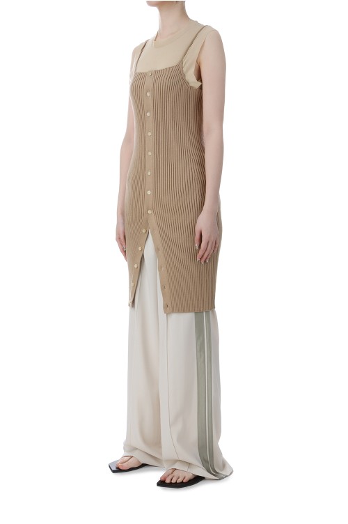 COTTON SILK RIB KNIT MINI DRESS - LIGHT CAMEL (A25SD05RI